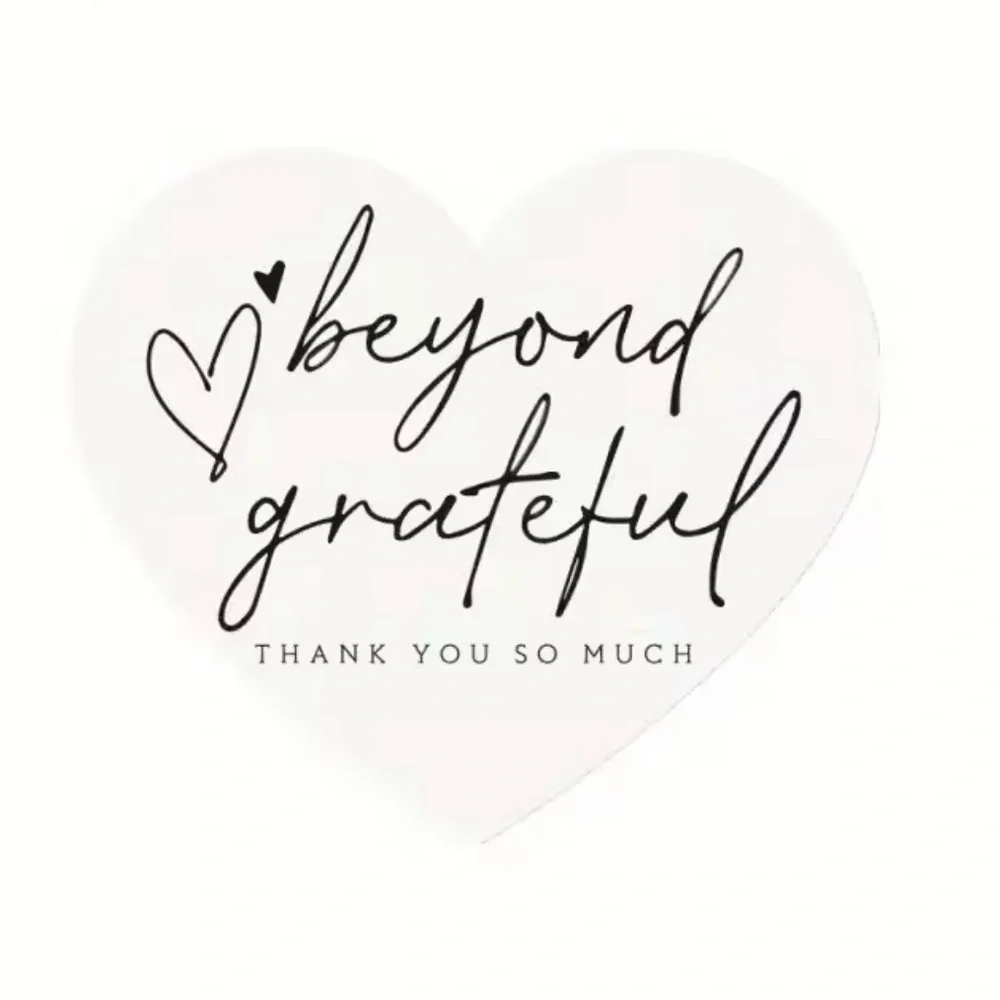 100 Heart Shaped Thank You Cards for Small Business